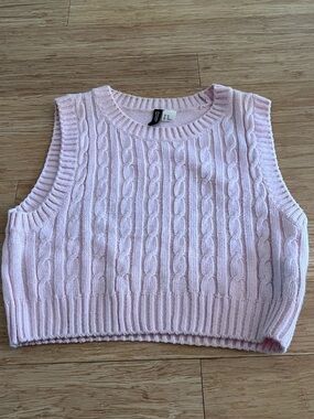 Divided Pink Cropped Cable Knit Vest